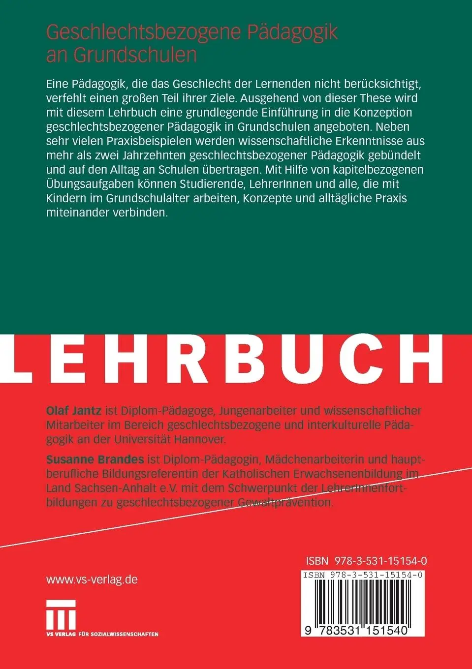 Rückseite: 9783531151540 | Geschlechtsbezogene Pädagogik and Grundschulen | Brandes (u. a.) | ix
