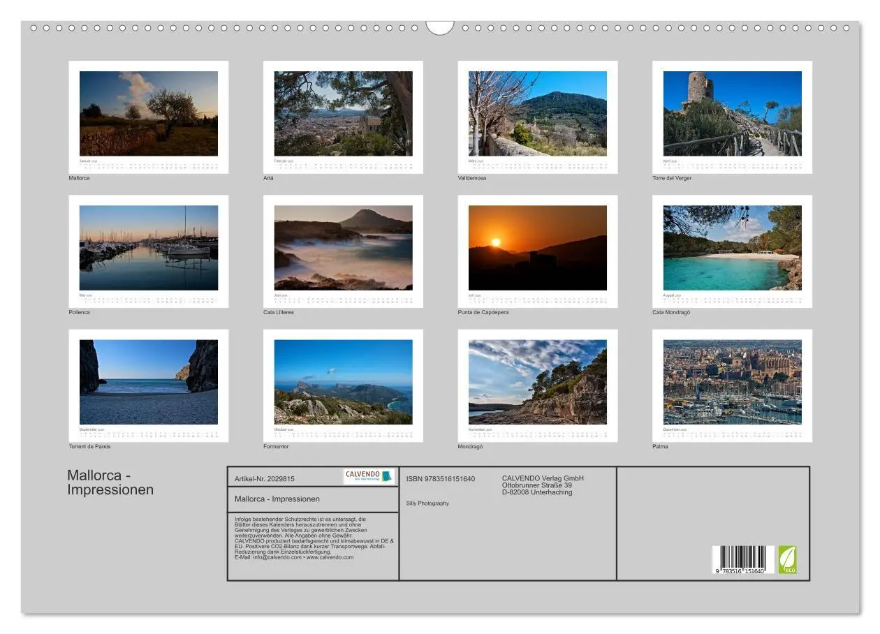 Bild: 9783516151640 | Mallorca - Impressionen (Wandkalender 2026 DIN A2 quer), CALVENDO...