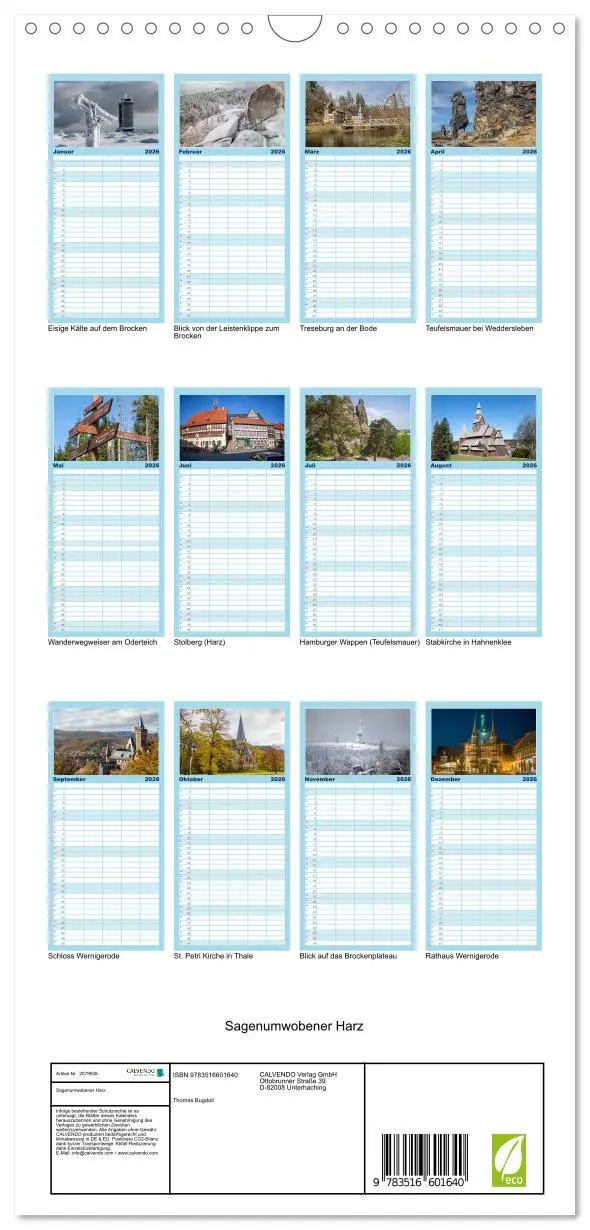 Bild: 9783516601640 | Familienplaner 2026 - Sagenumwobener Harz mit 5 Spalten...