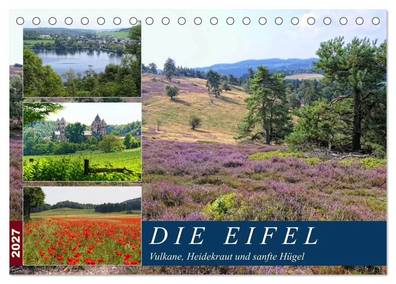 Die Eifel - Vulkane, Heidekraut und sanfte Hügel (Tischkalender 2027 DIN A5 quer), CALVENDO Monatskalender