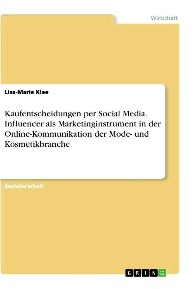 Cover: 9783668931640 | Kaufentscheidungen per Social Media. Influencer als...