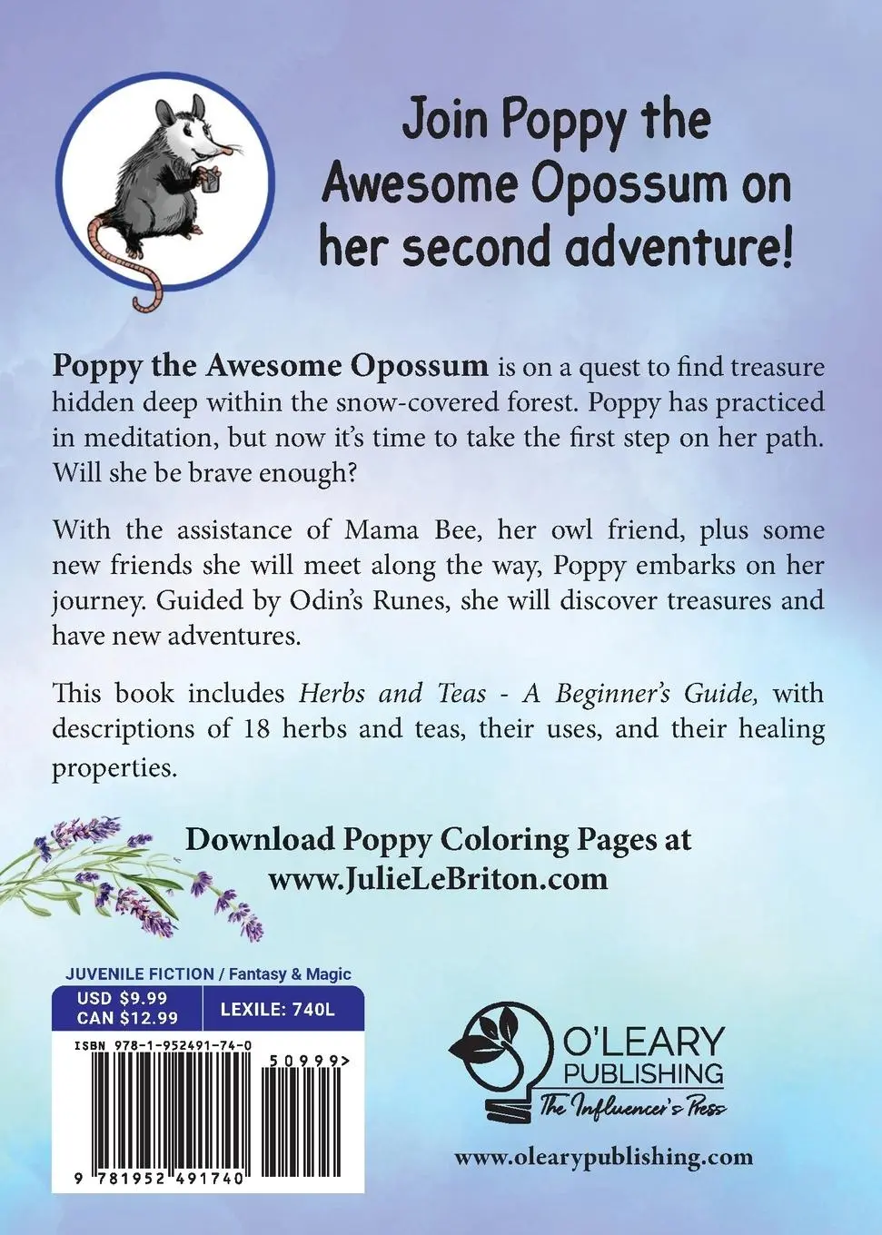 Rückseite: 9781952491740 | Poppy the Awesome Opossum and the Cedar Treasure | Julie Lebriton