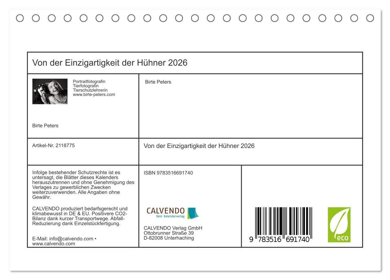 Bild: 9783516691740 | Von der Einzigartigkeit der Hühner 2026 (Tischkalender 2026 DIN A5...