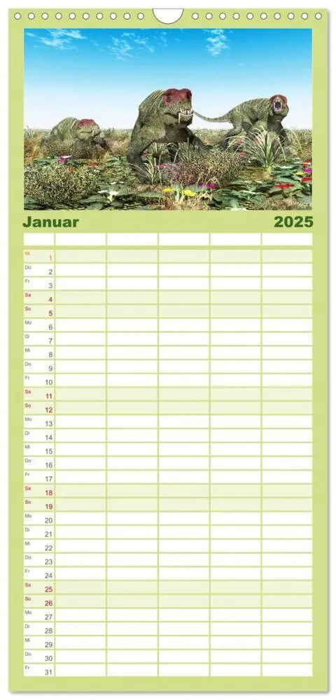 Bild: 9783457111840 | Familienplaner 2025 - Dinosaurier. Urzeitliche Giganten mit 5...