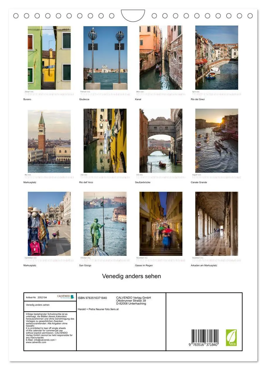 Bild: 9783516371840 | Venedig anders sehen (Wandkalender 2026 DIN A4 hoch), CALVENDO...