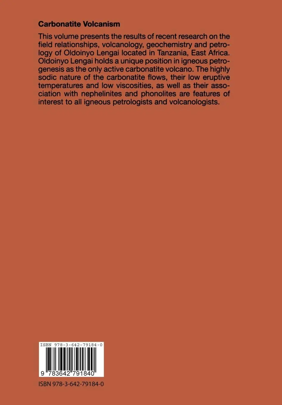 Rückseite: 9783642791840 | Carbonatite Volcanism | Keith Bell (u. a.) | Taschenbuch | xi | 2011