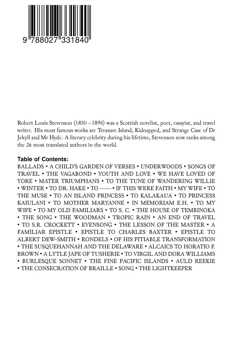 Rückseite: 9788027331840 | The Complete Poetry of Robert Louis Stevenson | Robert Louis Stevenson