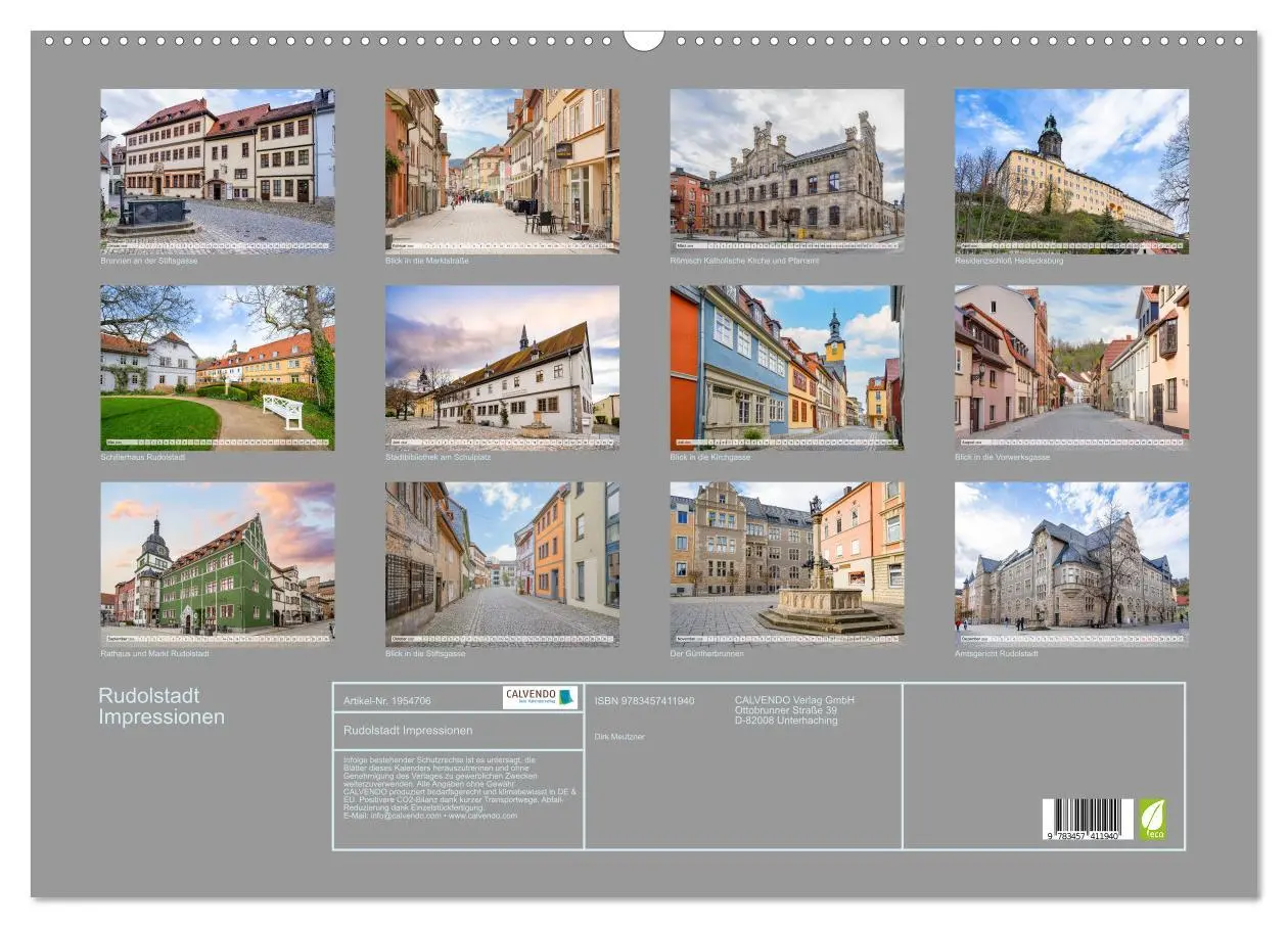 Bild: 9783457411940 | Rudolstadt Impressionen (Wandkalender 2026 DIN A2 quer), CALVENDO...