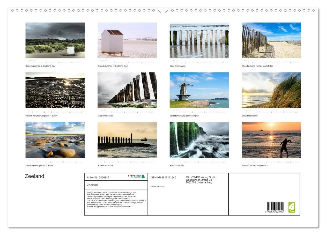 Bild: 9783516121940 | Zeeland (Wandkalender 2026 DIN A2 quer), CALVENDO Monatskalender