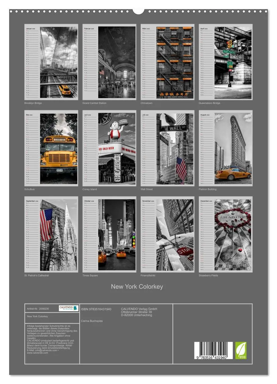 Bild: 9783516431940 | New York Colorkey (hochwertiger Premium Wandkalender 2026 DIN A2...