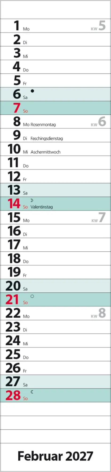 Bild: 9783819301940 | Streifenplaner Compact Türkis 2027 | Verlag Korsch | Kalender | 13 S.