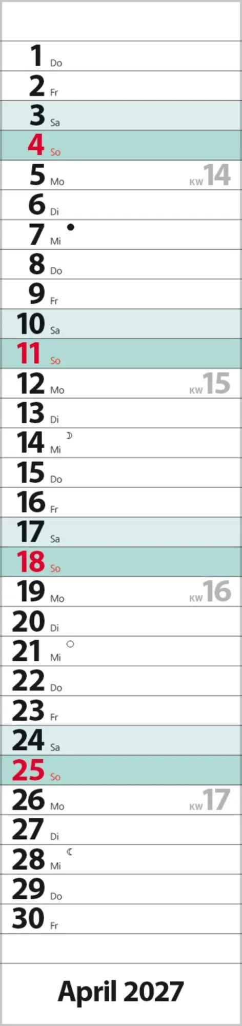 Bild: 9783819301940 | Streifenplaner Compact Türkis 2027 | Verlag Korsch | Kalender | 13 S.