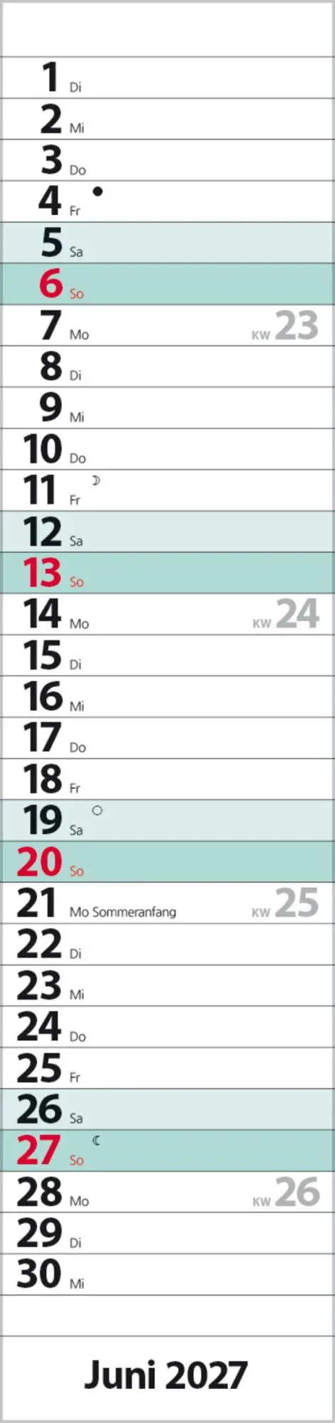Bild: 9783819301940 | Streifenplaner Compact Türkis 2027 | Verlag Korsch | Kalender | 13 S.