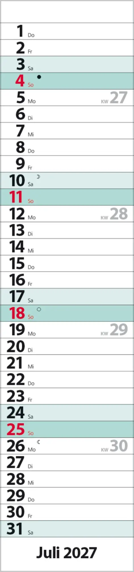 Bild: 9783819301940 | Streifenplaner Compact Türkis 2027 | Verlag Korsch | Kalender | 13 S.