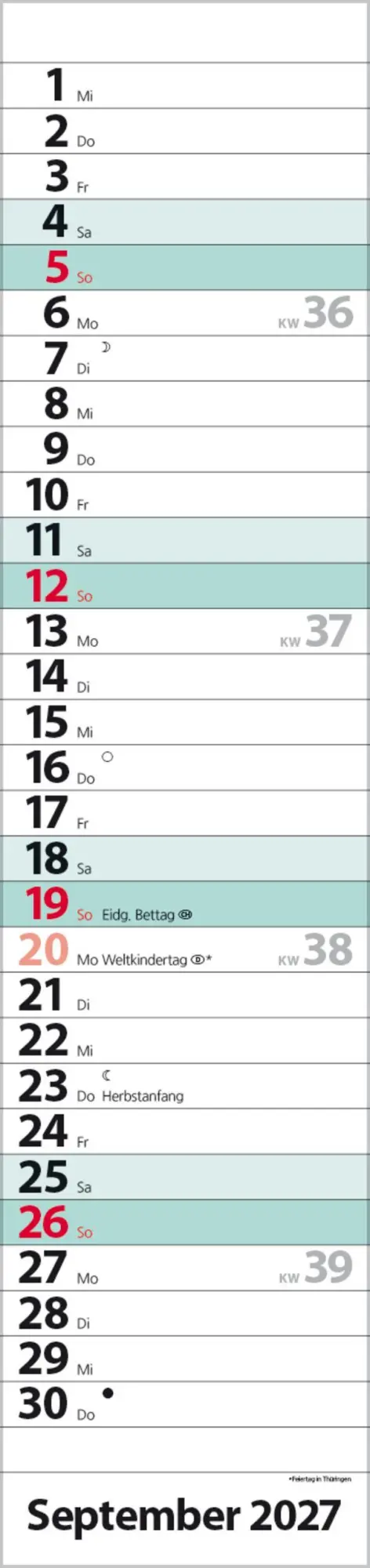 Bild: 9783819301940 | Streifenplaner Compact Türkis 2027 | Verlag Korsch | Kalender | 13 S.