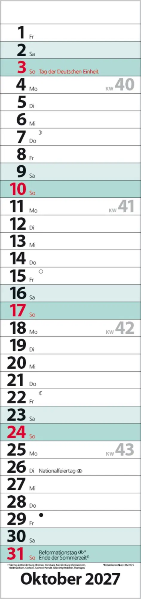Bild: 9783819301940 | Streifenplaner Compact Türkis 2027 | Verlag Korsch | Kalender | 13 S.