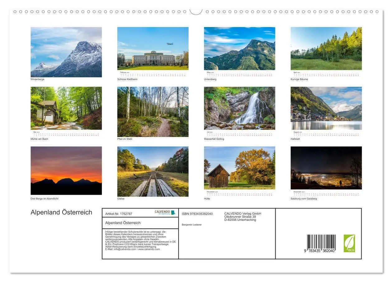 Bild: 9783435382040 | Alpenland Österreich (Wandkalender 2025 DIN A2 quer), CALVENDO...