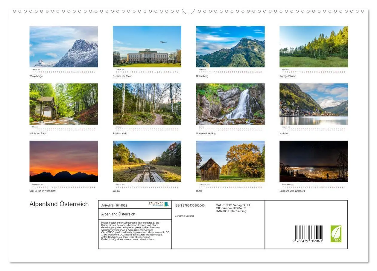 Bild: 9783435382040 | Alpenland Österreich (Wandkalender 2025 DIN A2 quer), CALVENDO...
