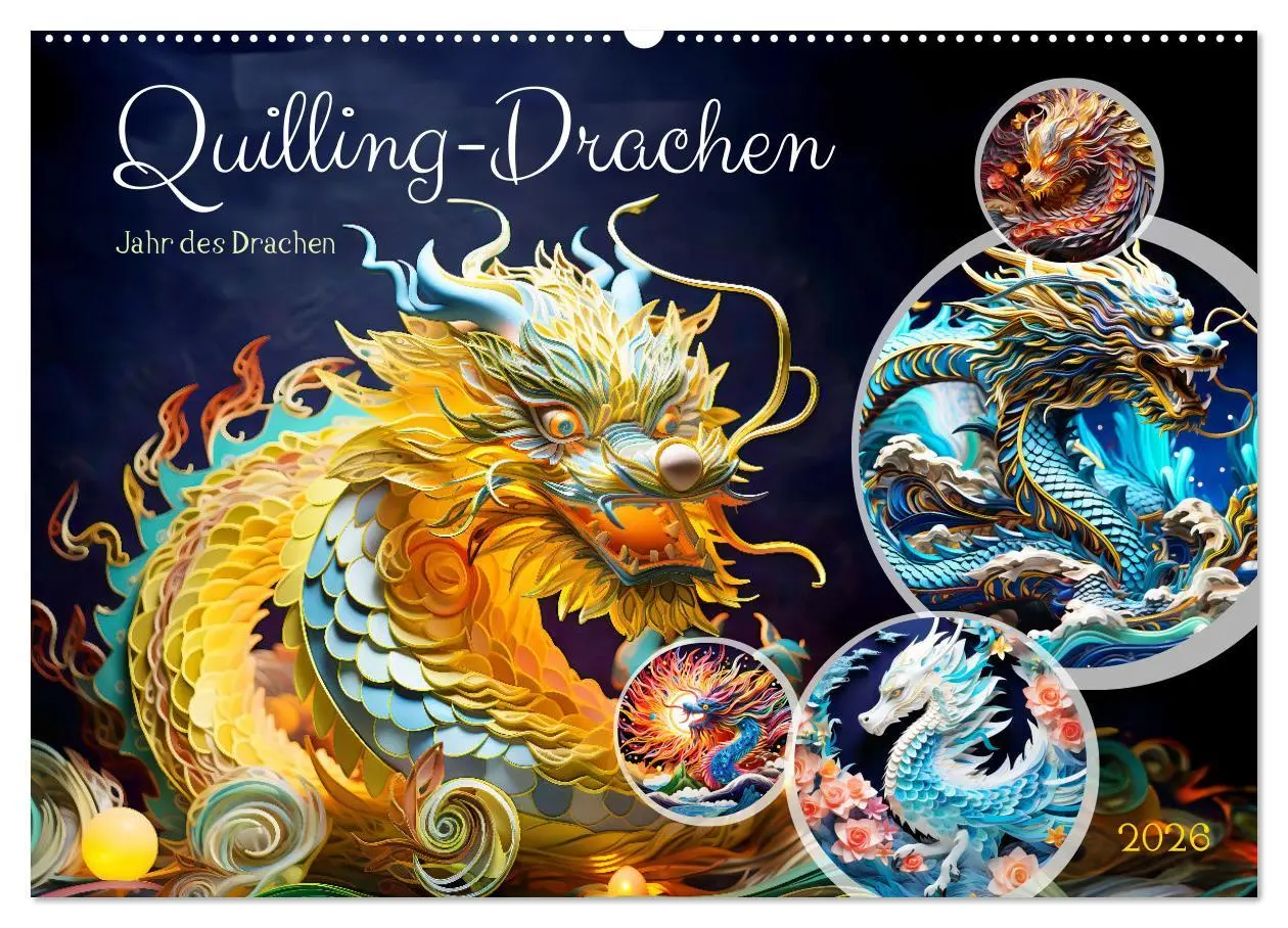 Cover: 9783457472040 | Quilling-Drachen - Jahr des Drachen (Wandkalender 2026 DIN A2...