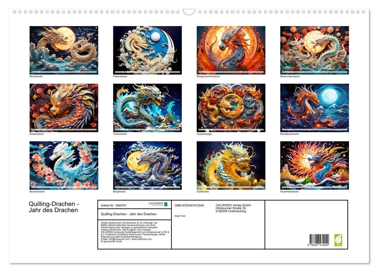 Bild: 9783457472040 | Quilling-Drachen - Jahr des Drachen (Wandkalender 2026 DIN A2...