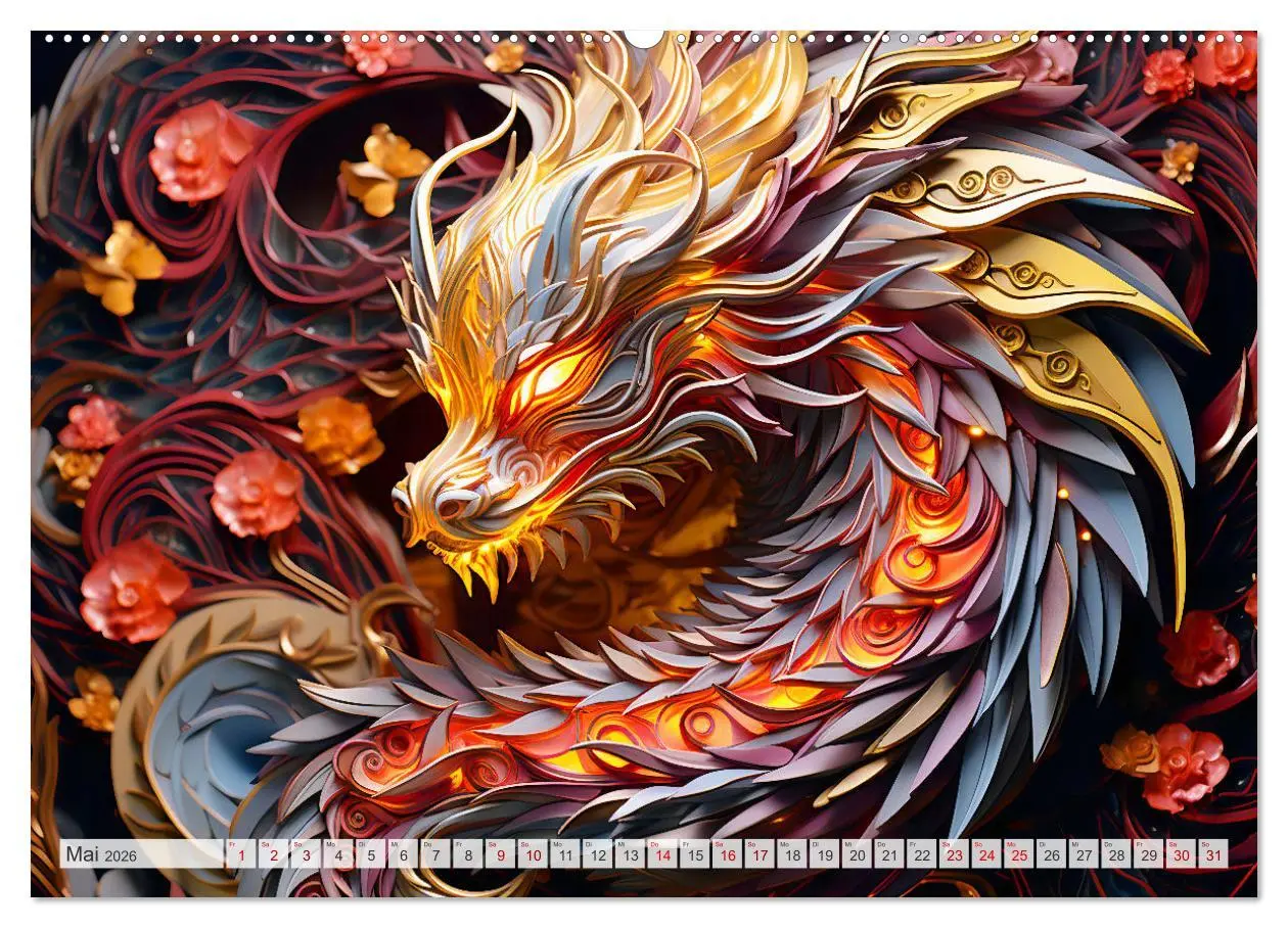 Bild: 9783457472040 | Quilling-Drachen - Jahr des Drachen (Wandkalender 2026 DIN A2...