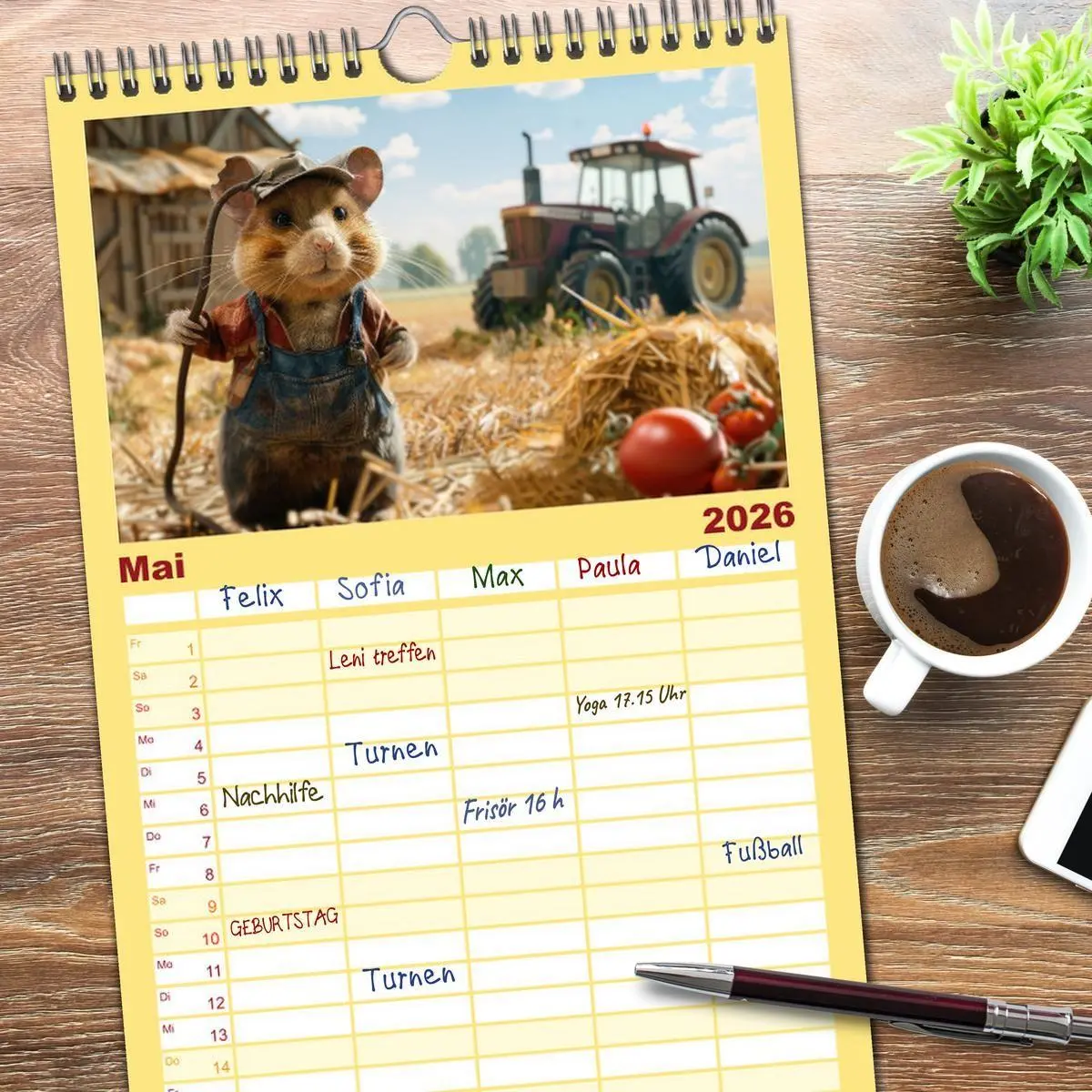 Bild: 9783516492040 | Familienplaner 2026 - Der tierisch lustige Bauern-Kalender mit 5...