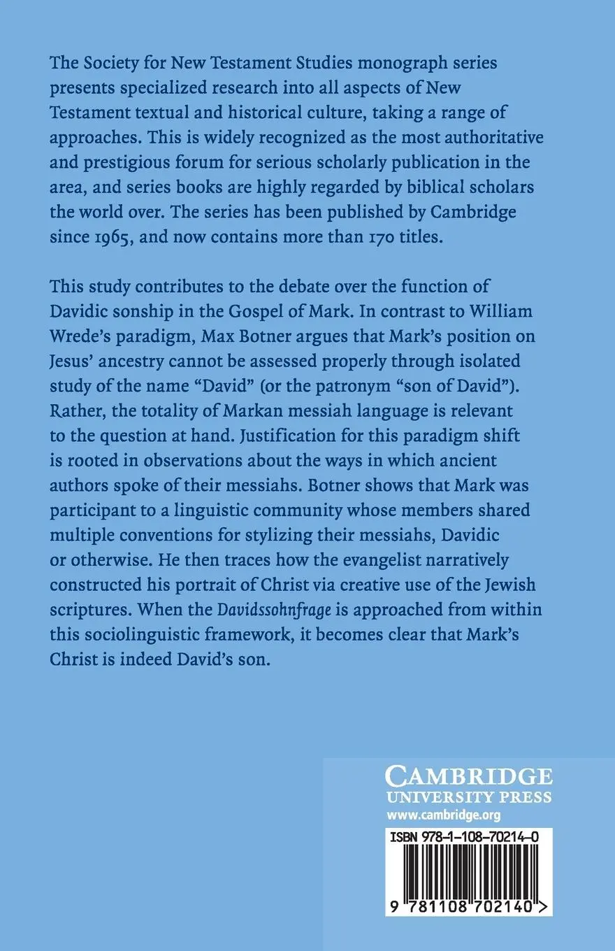 Rückseite: 9781108702140 | Jesus Christ as the Son of David in the Gospel of Mark | Max Botner