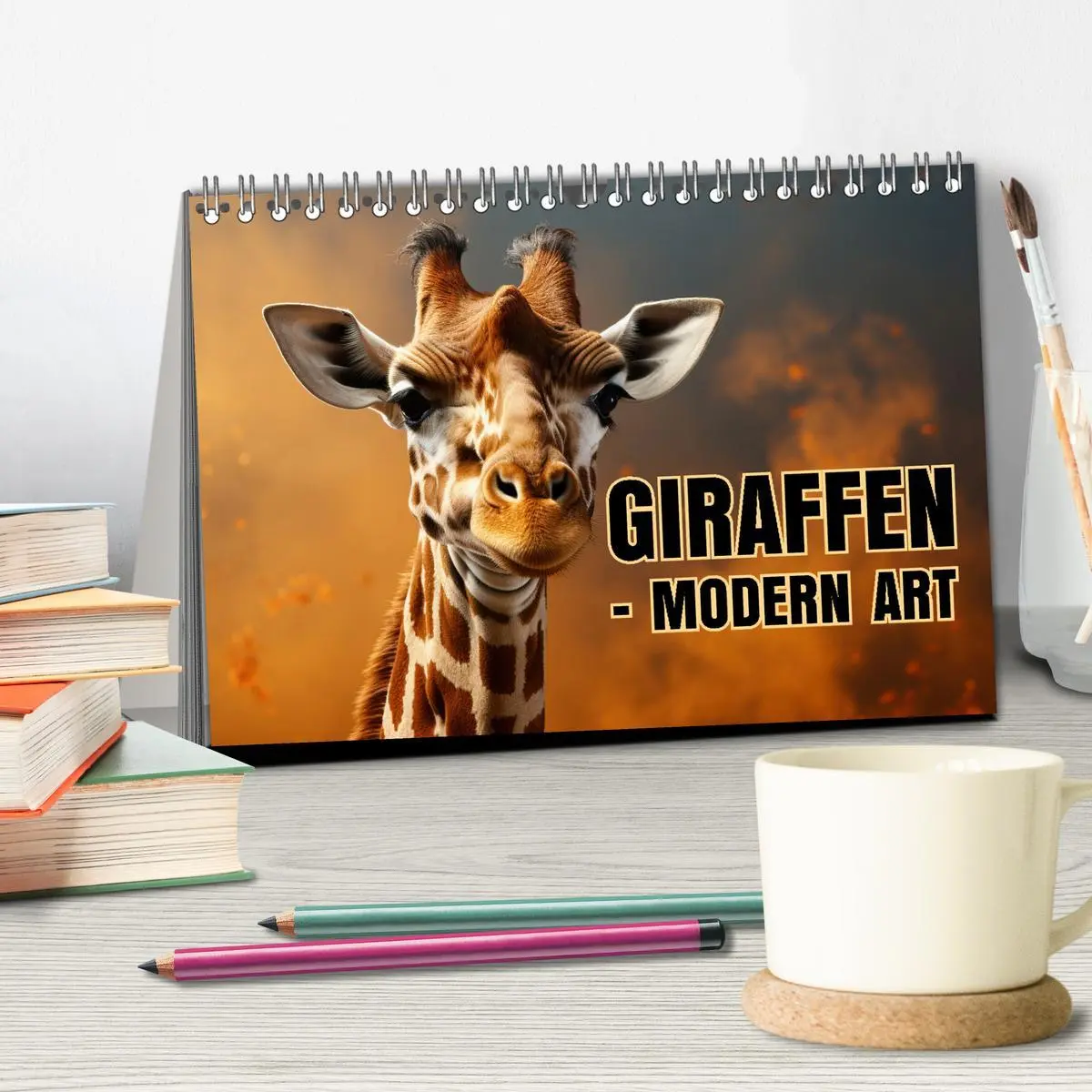 Bild: 9783457392140 | GIRAFFEN - Modern Art (Tischkalender 2026 DIN A5 quer), CALVENDO...