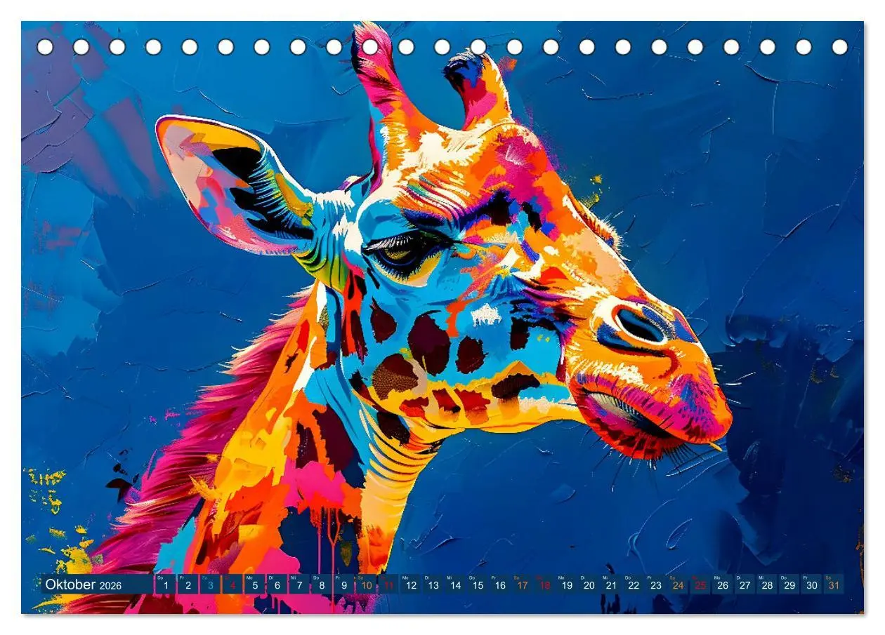 Bild: 9783457392140 | GIRAFFEN - Modern Art (Tischkalender 2026 DIN A5 quer), CALVENDO...