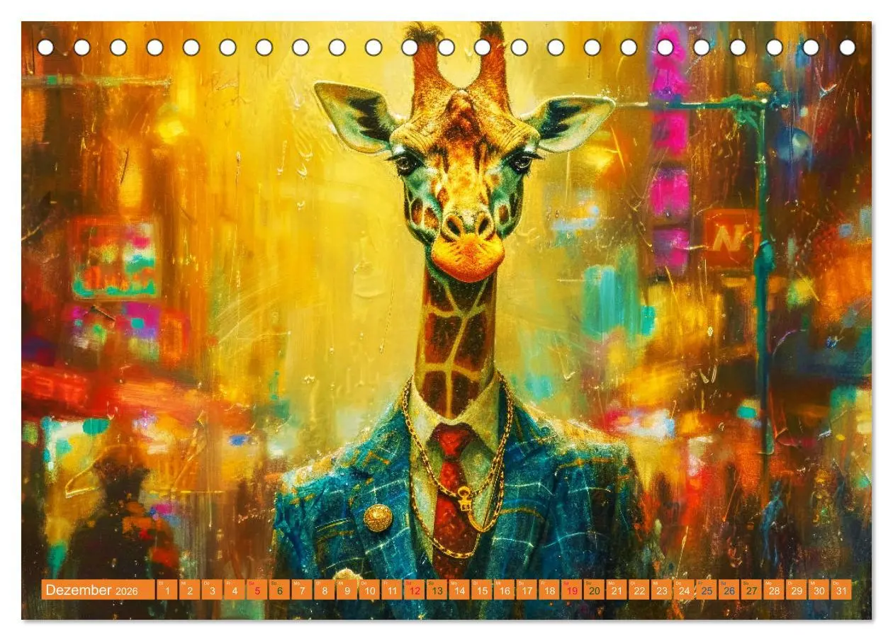 Bild: 9783457392140 | GIRAFFEN - Modern Art (Tischkalender 2026 DIN A5 quer), CALVENDO...