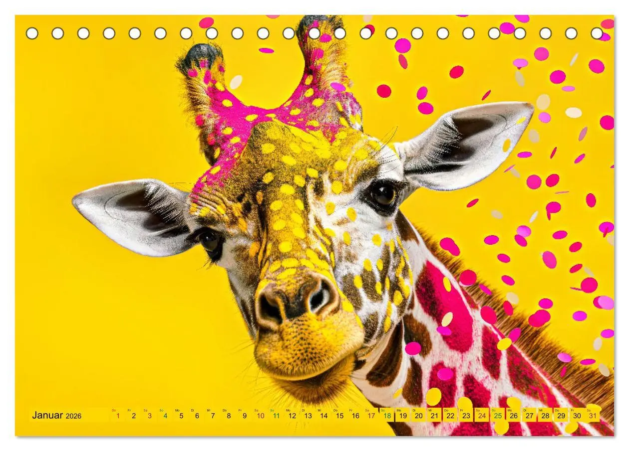 Bild: 9783457392140 | GIRAFFEN - Modern Art (Tischkalender 2026 DIN A5 quer), CALVENDO...