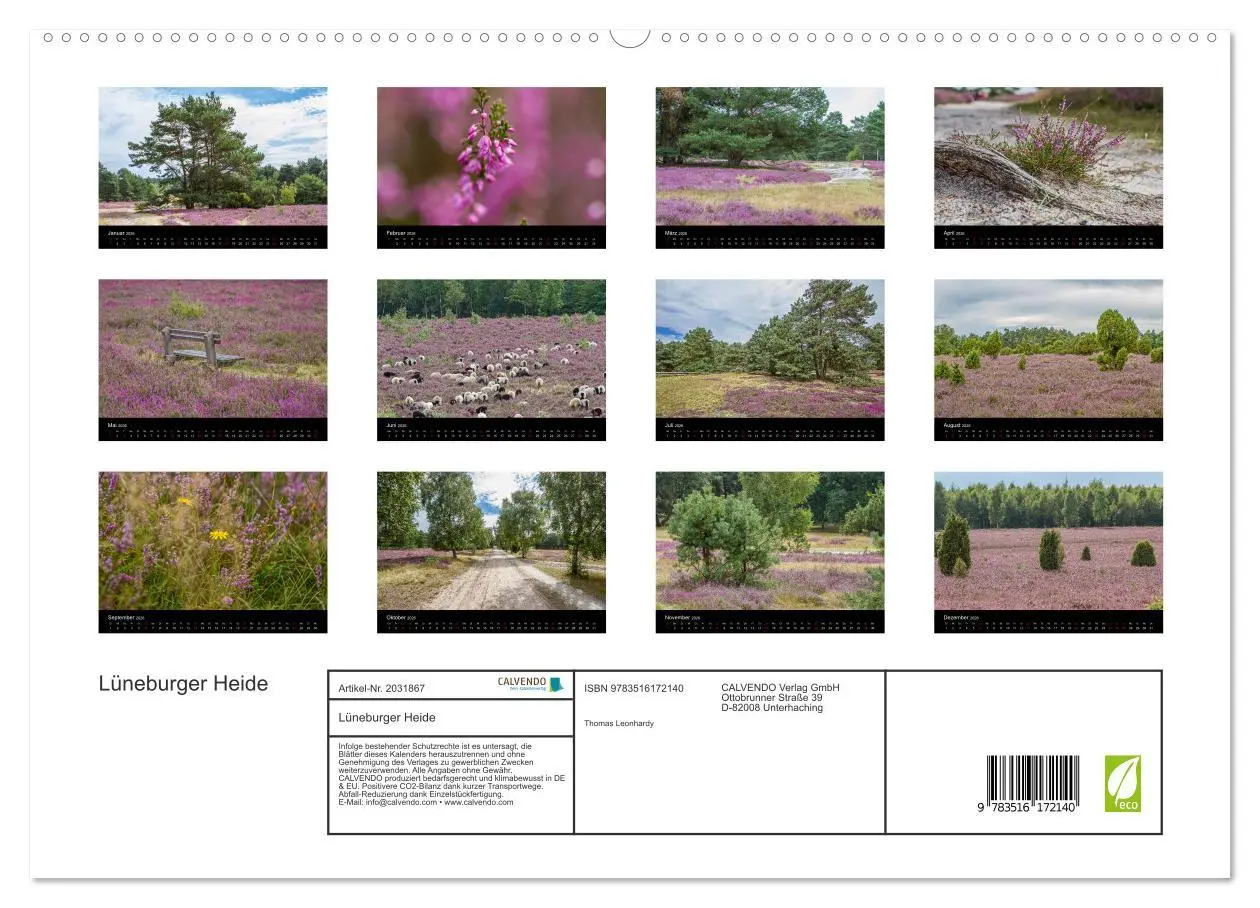 Bild: 9783516172140 | Lüneburger Heide (hochwertiger Premium Wandkalender 2026 DIN A2...