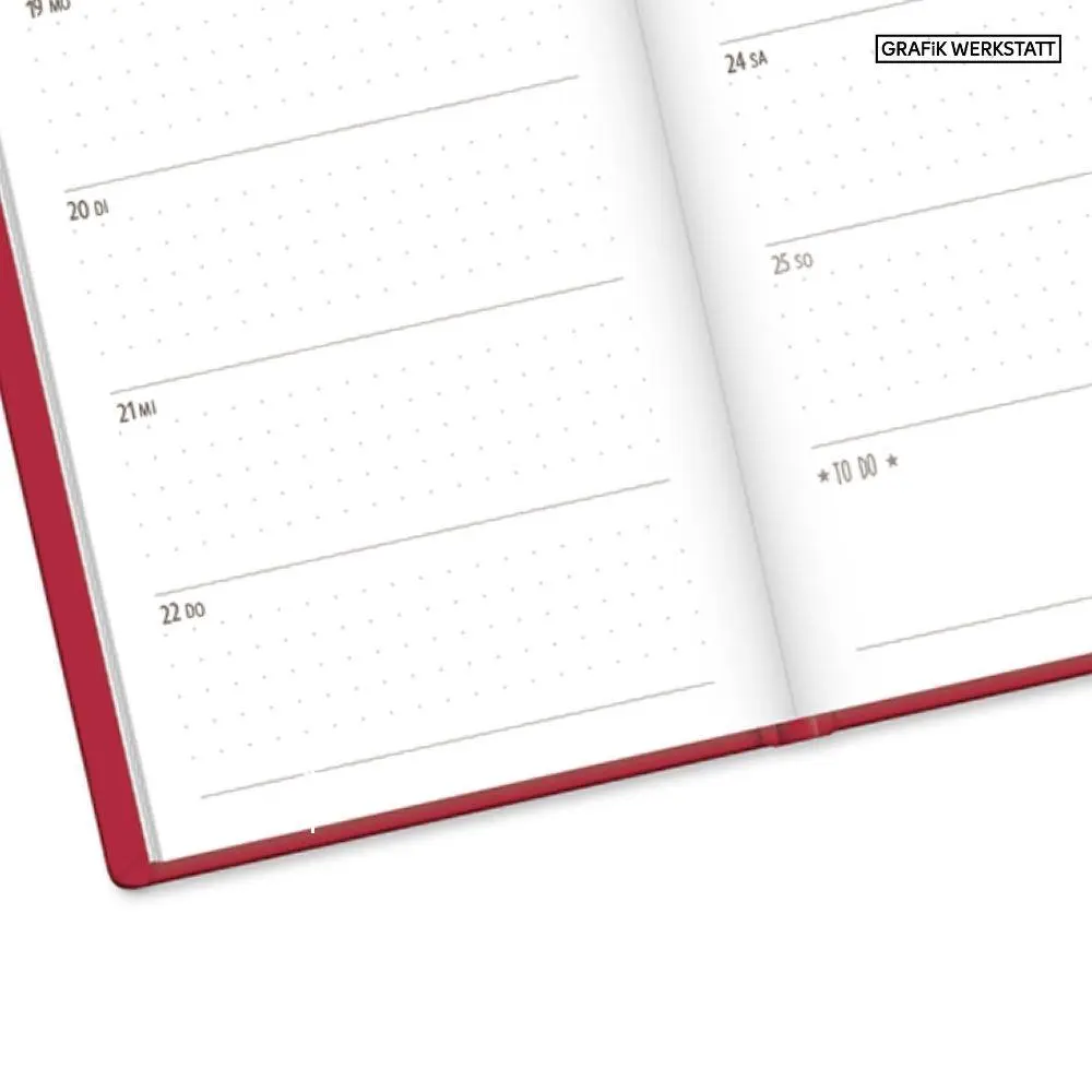 Bild: 9783986362140 | Terminplaner Lederlook 2027 Rot | Terminplaner Lederlook A6 | Original