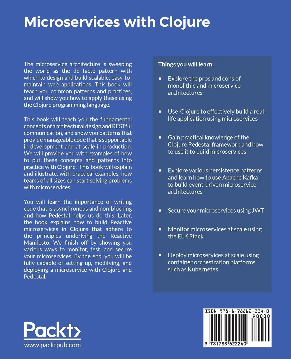 Rückseite: 9781788622240 | Microservices with Clojure | Anuj Kumar | Taschenbuch | Englisch