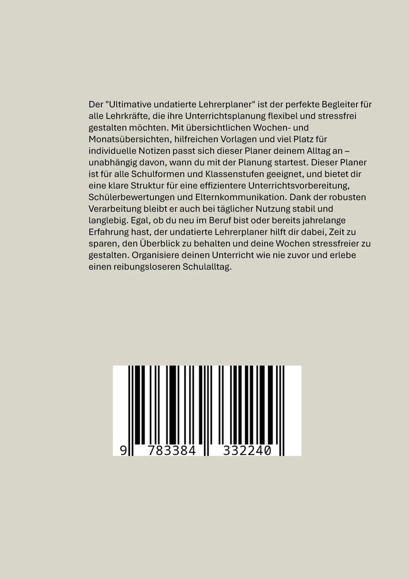 Rückseite: 9783384332240 | Der ultimative undatierte Lehrerplaner | Clara Winterfeld | Buch