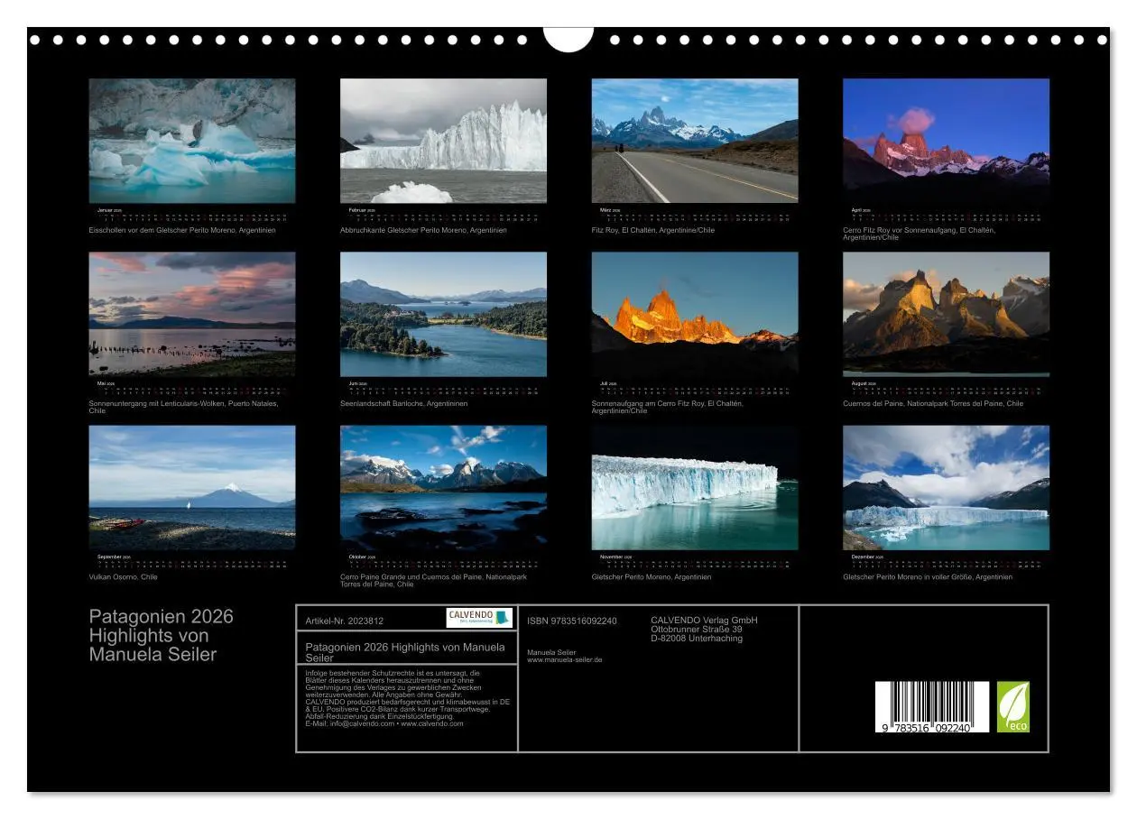 Bild: 9783516092240 | Patagonien 2026 Highlights von Manuela Seiler (Wandkalender 2026...