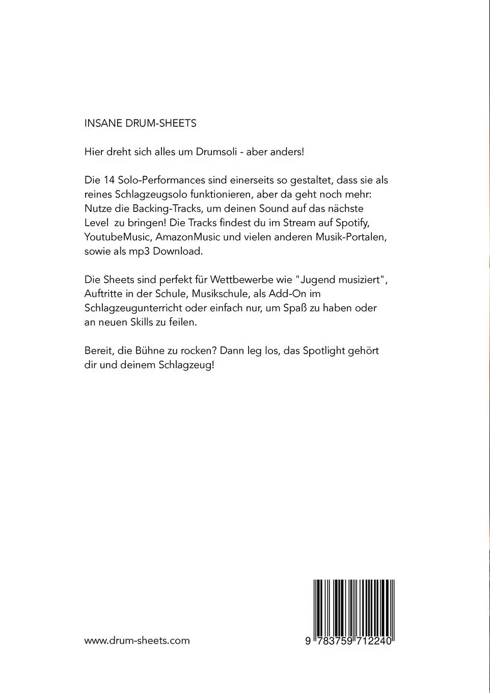 Rückseite: 9783759712240 | Insane Drum Sheets | Thomas Zimmermann | Taschenbuch | Paperback
