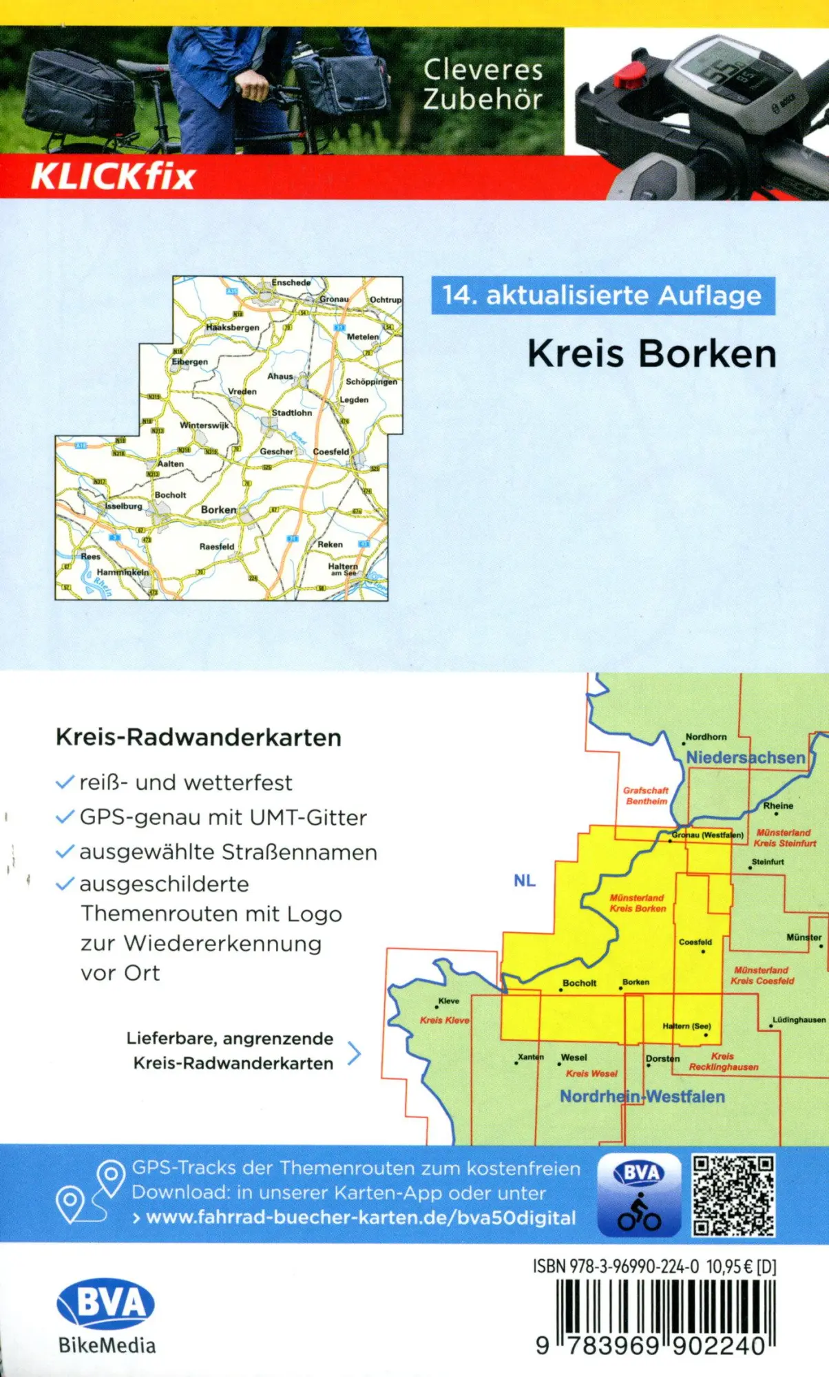 Bild: 9783969902240 | BVA Radwanderkarte Kreis Borken mit Knotenpunkten 1:50.000 | Deutsch