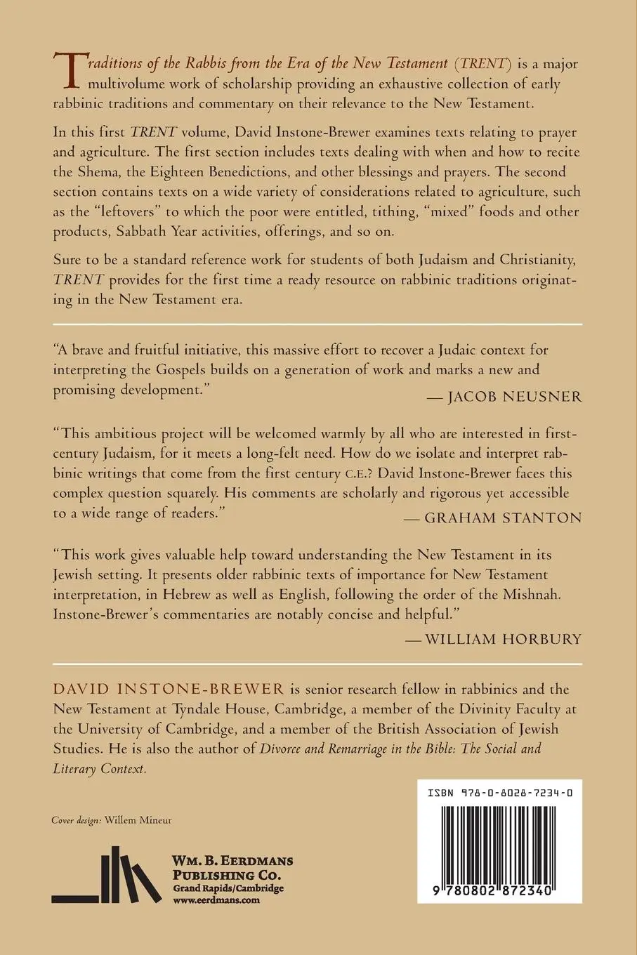 Rückseite: 9780802872340 | Traditions of the Rabbis from the Era of the New Testament, volume 1