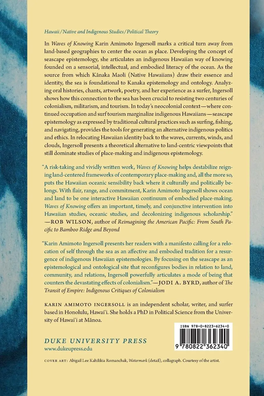 Rückseite: 9780822362340 | Waves of Knowing | A Seascape Epistemology | Karin Amimoto Ingersoll