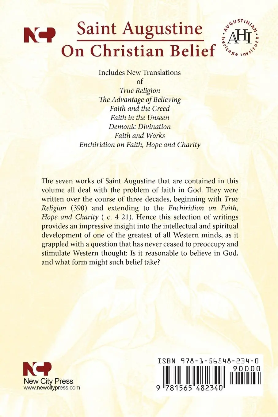 Rückseite: 9781565482340 | On Christian Belief, Study Edition | Saint Augustine of Hippo | Buch