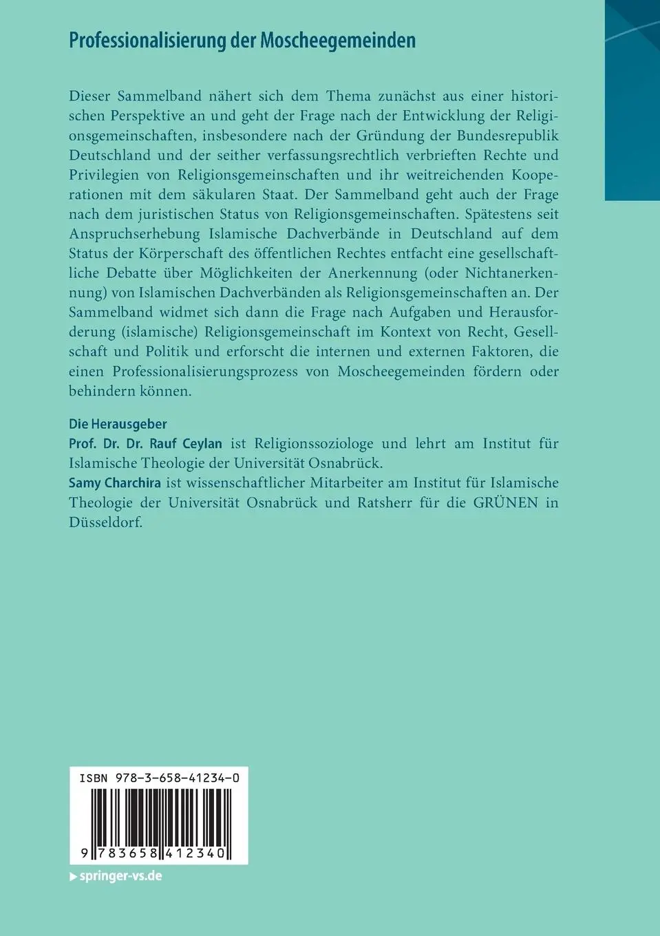 Rückseite: 9783658412340 | Professionalisierung der Moscheegemeinden | Samy Charchira (u. a.)