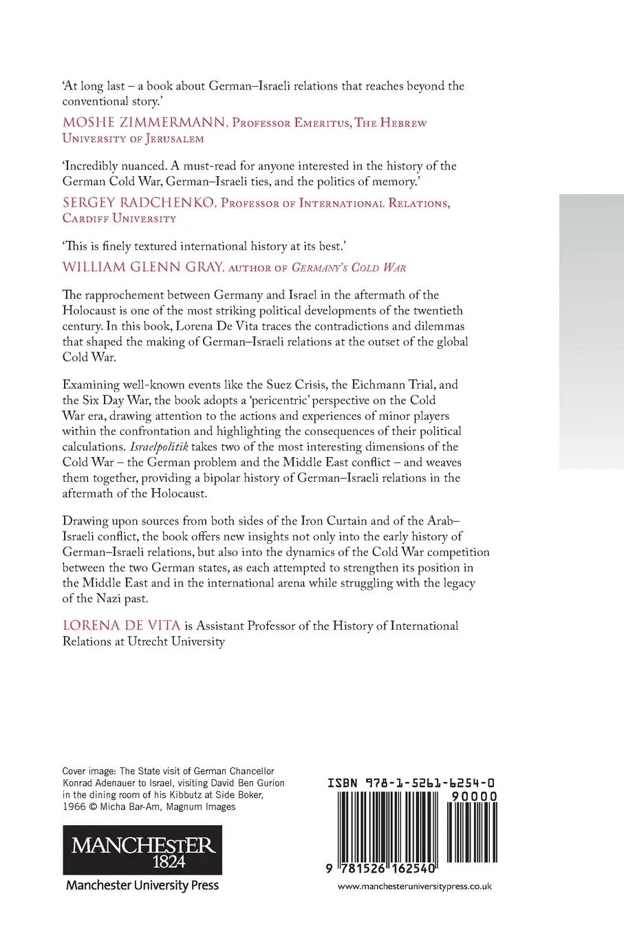 Rückseite: 9781526162540 | Israelpolitik | German-Israeli Relations, 1949-69 | Lorena De Vita
