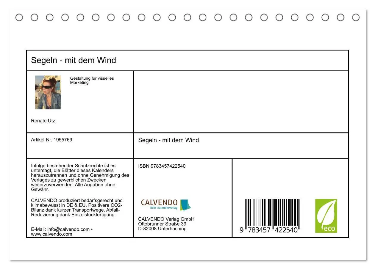 Bild: 9783457422540 | Segeln - mit dem Wind (Tischkalender 2026 DIN A5 quer), CALVENDO...