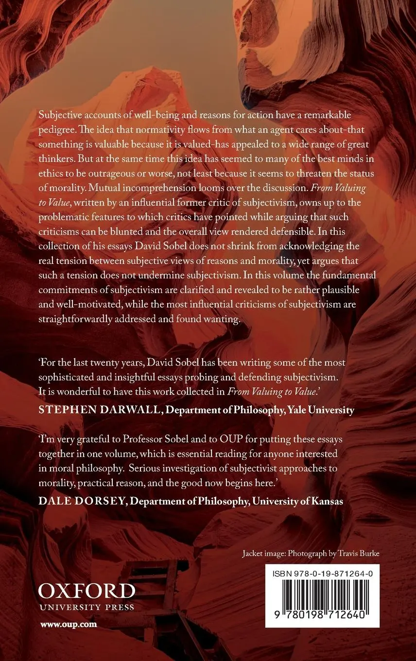 Rückseite: 9780198712640 | From Valuing to Value | A Defense of Subjectivism | David Sobel | Buch