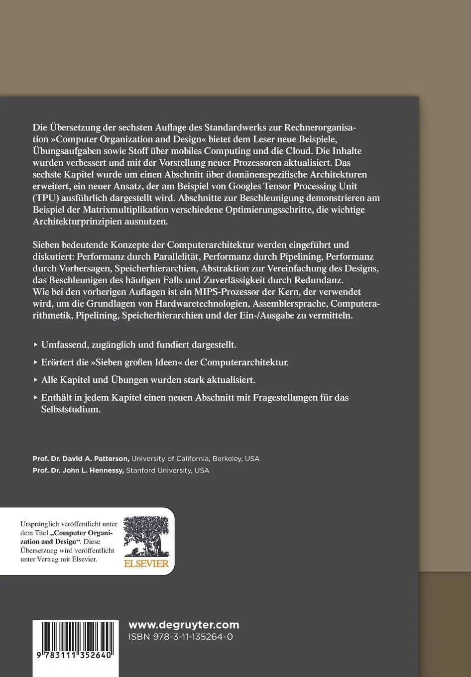 Rückseite: 9783111352640 | Rechnerorganisation und Rechnerentwurf | David Patterson (u. a.)