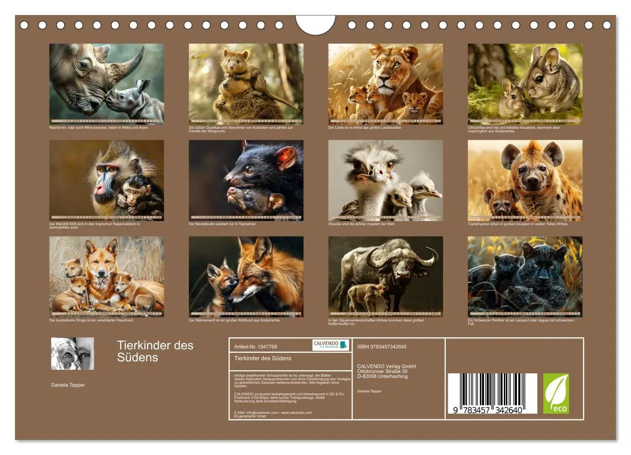 Bild: 9783457342640 | Tierkinder des Südens (Wandkalender 2026 DIN A4 quer), CALVENDO...