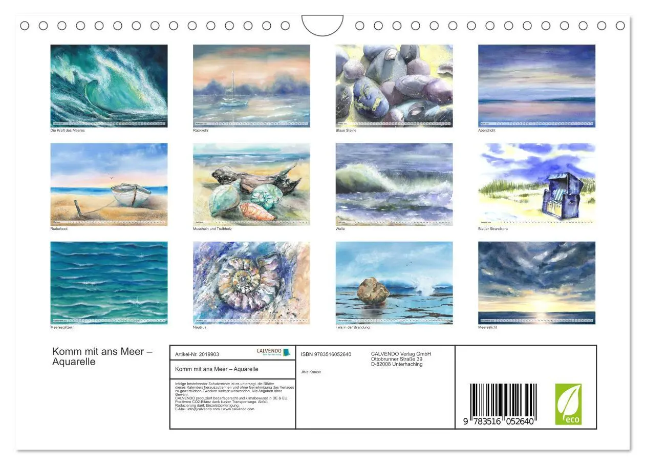 Bild: 9783516052640 | Komm mit ans Meer - Aquarelle (Wandkalender 2026 DIN A4 quer),...