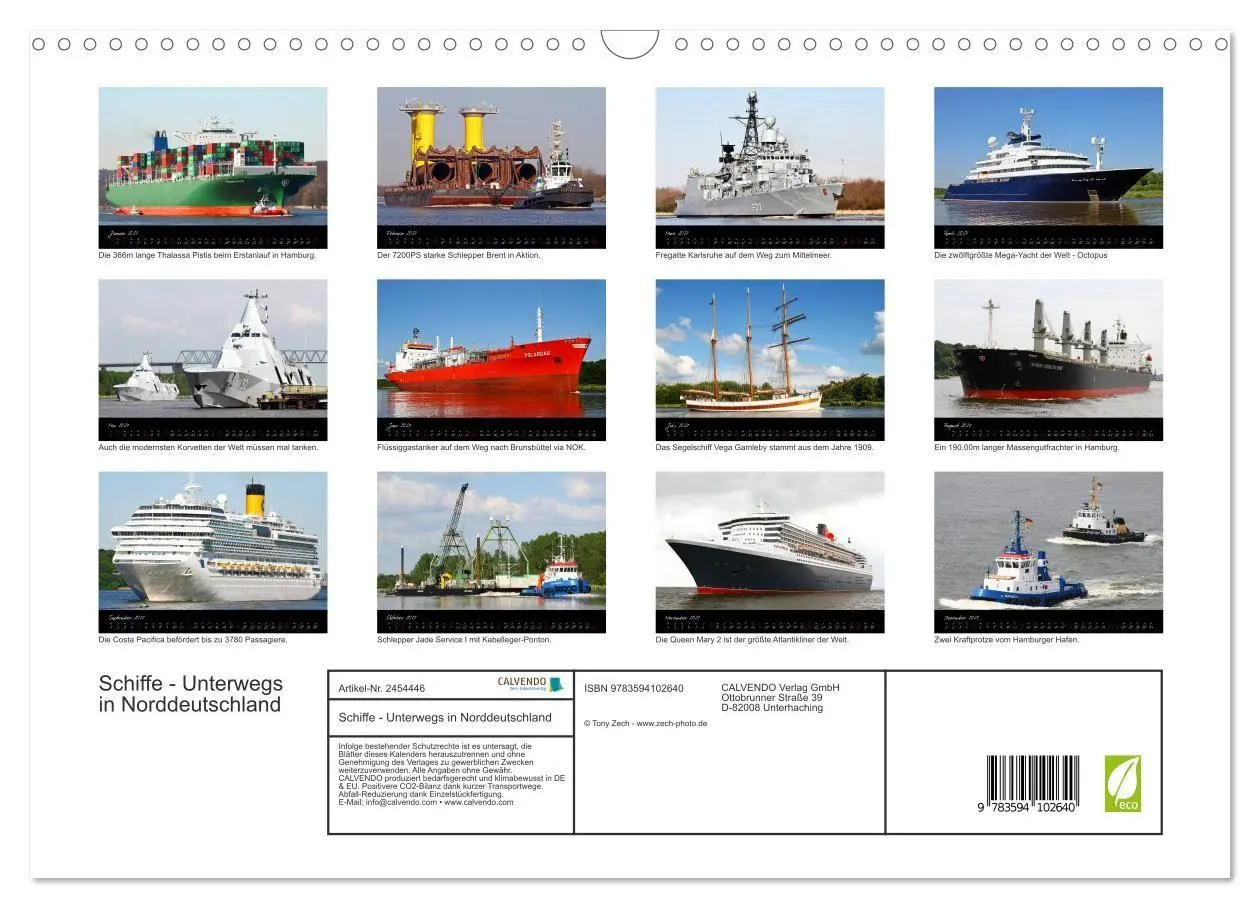 Bild: 9783594102640 | Schiffe - Unterwegs in Norddeutschland (Wandkalender 2027 DIN A3...