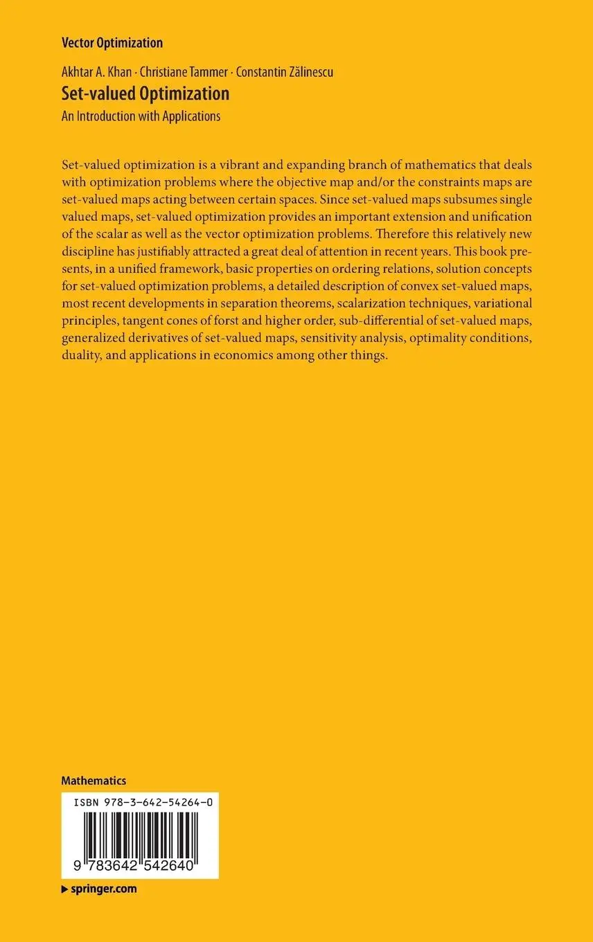 Rückseite: 9783642542640 | Set-valued Optimization | An Introduction with Applications | Buch